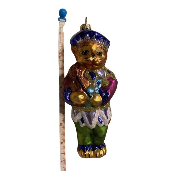 CHRISTOPHER RADKO ROMEOW GLASS CATNIP WITH INSTRUMENT FIDDLE ORNAMENT 7” VINTAGE - Picture 8 of 8